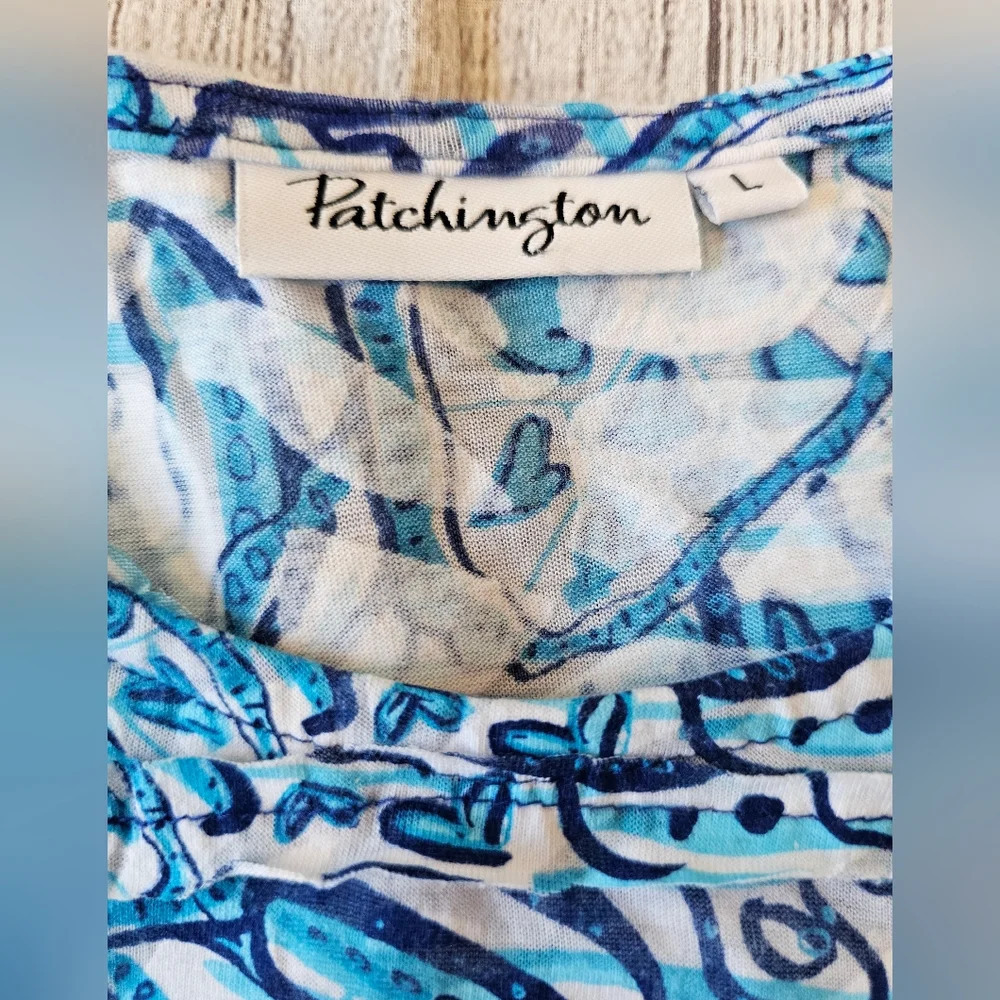Patchington Top Size Large Resortwear Blue Hearts Art To Wear Wearable Art - Picture 5 of 10